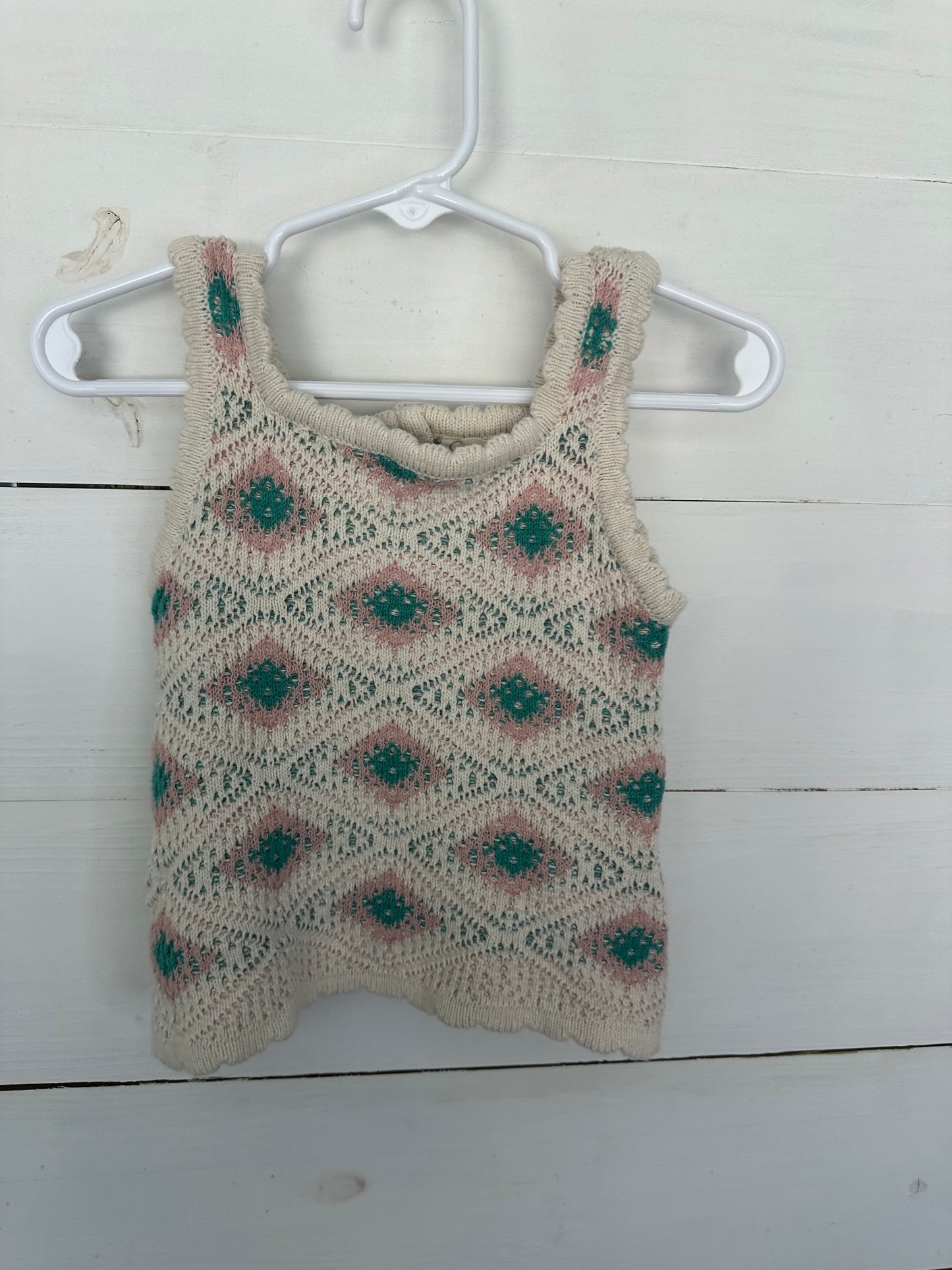 18M - Crotchet tank and matching shorts - Taupe, Pink, and Teal