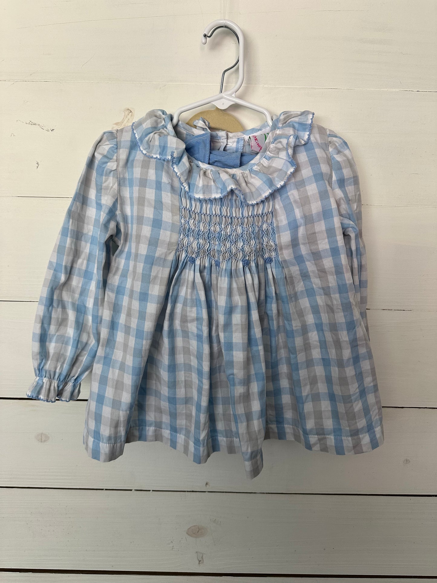 Shrimp and Grits Long sleeve shirt and bloomers blue and grey gingham