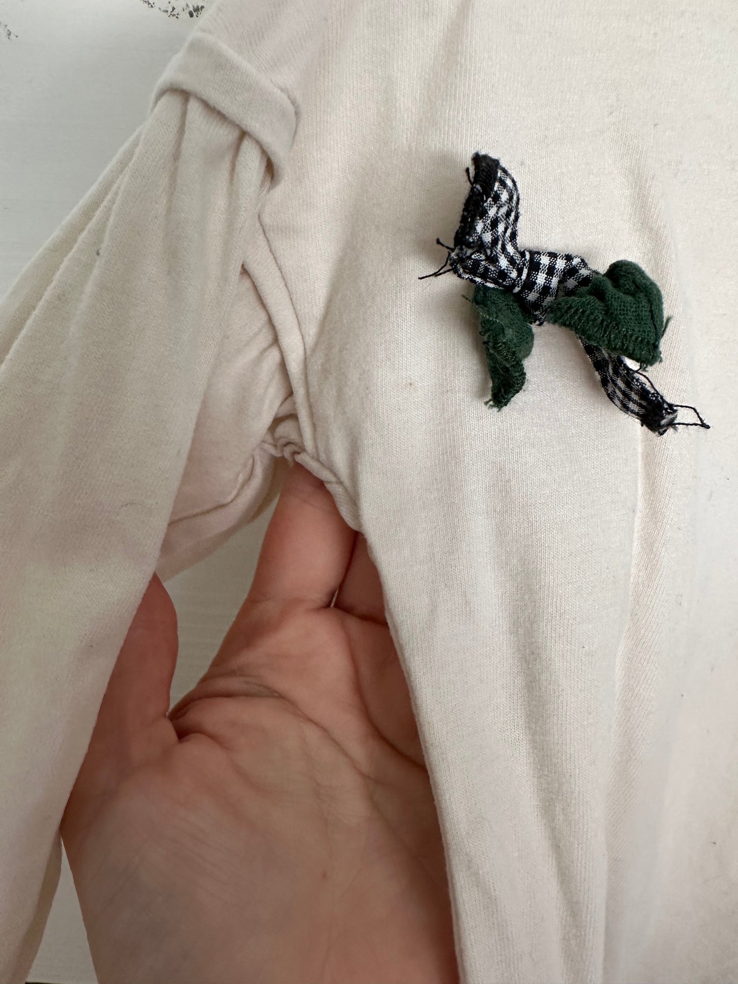 Zara Long Sleeve Girls Shirt with Green trim & Bow Details