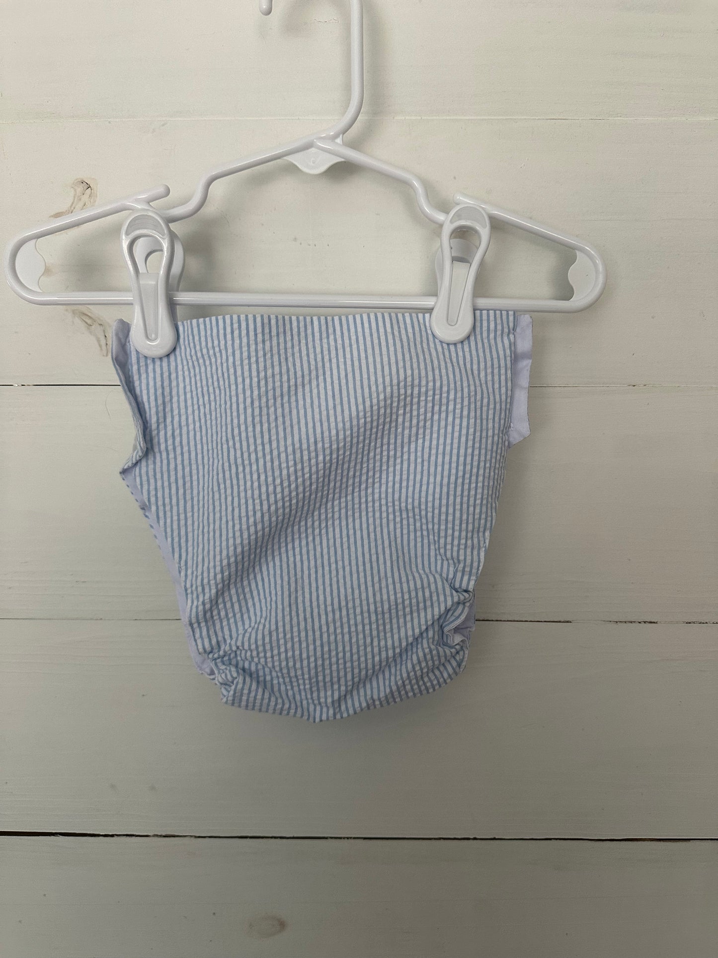 TBBC: Baby blue seersucker diaper cover with side buttons