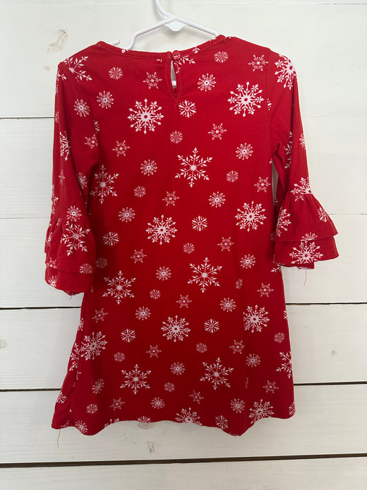 4T Rare Editions Red Dress with White Snowflakes
