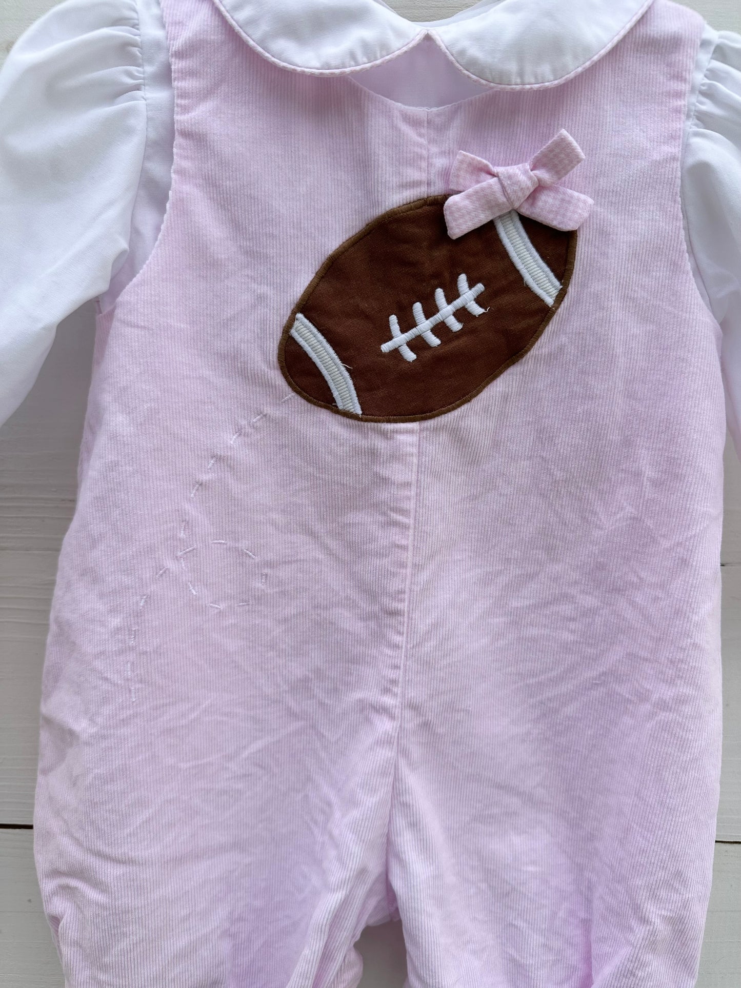 Z*U Pink Corduroy Football Overalls with Built in Blouse