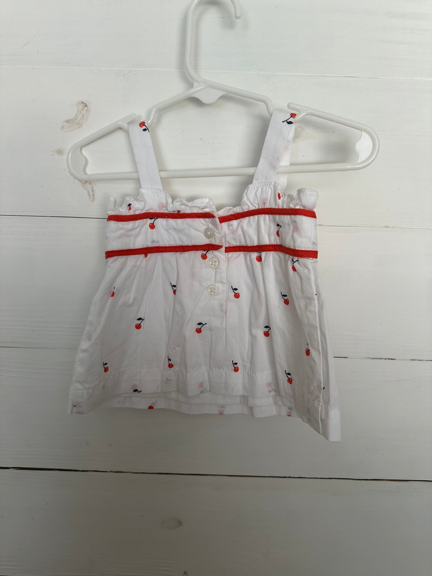 3/6m - Janie and Jack: White with red cherries tank with bow detail