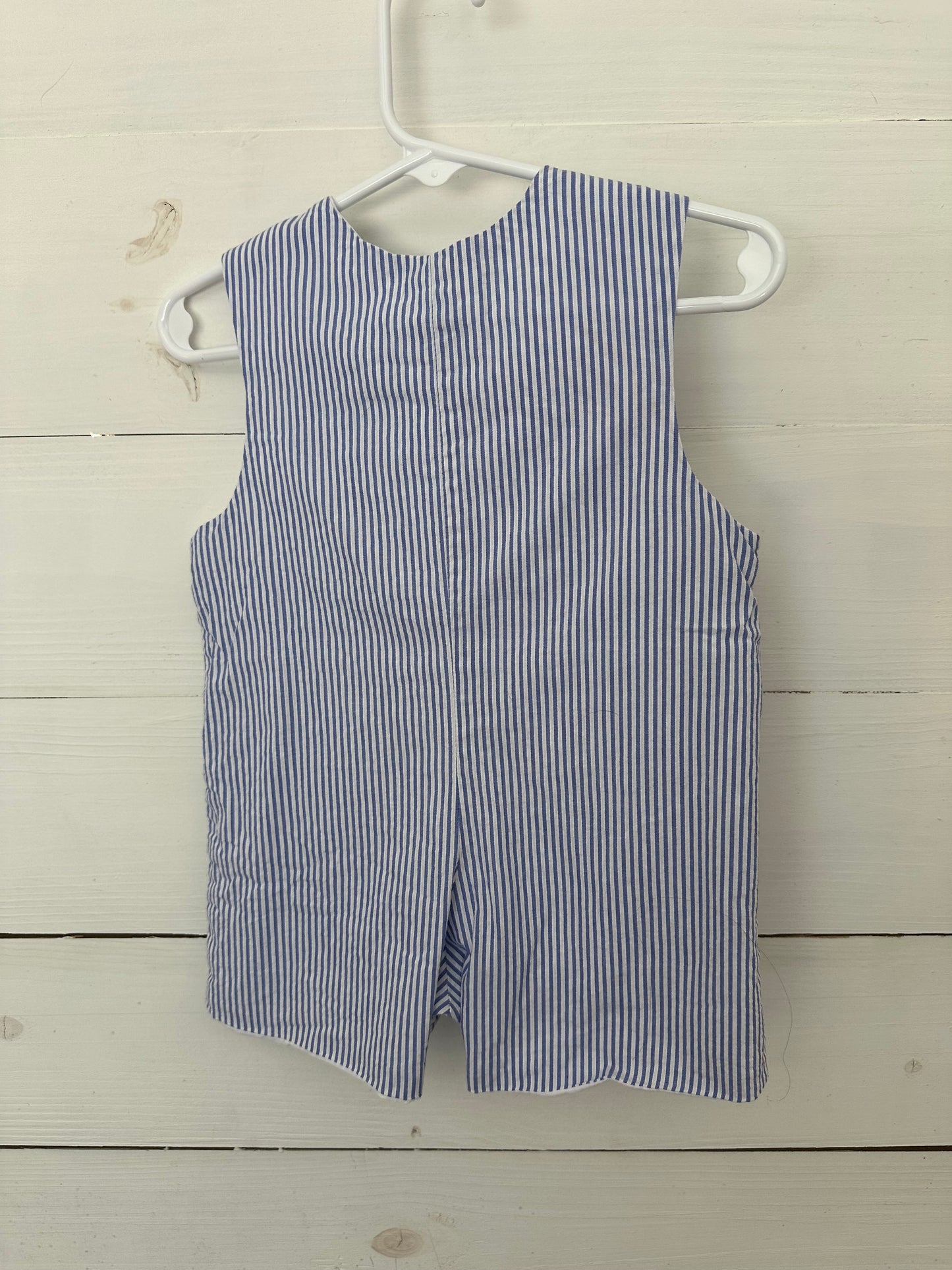 Little Threads Blue Striped Jon Jon with Smocked Sailboats