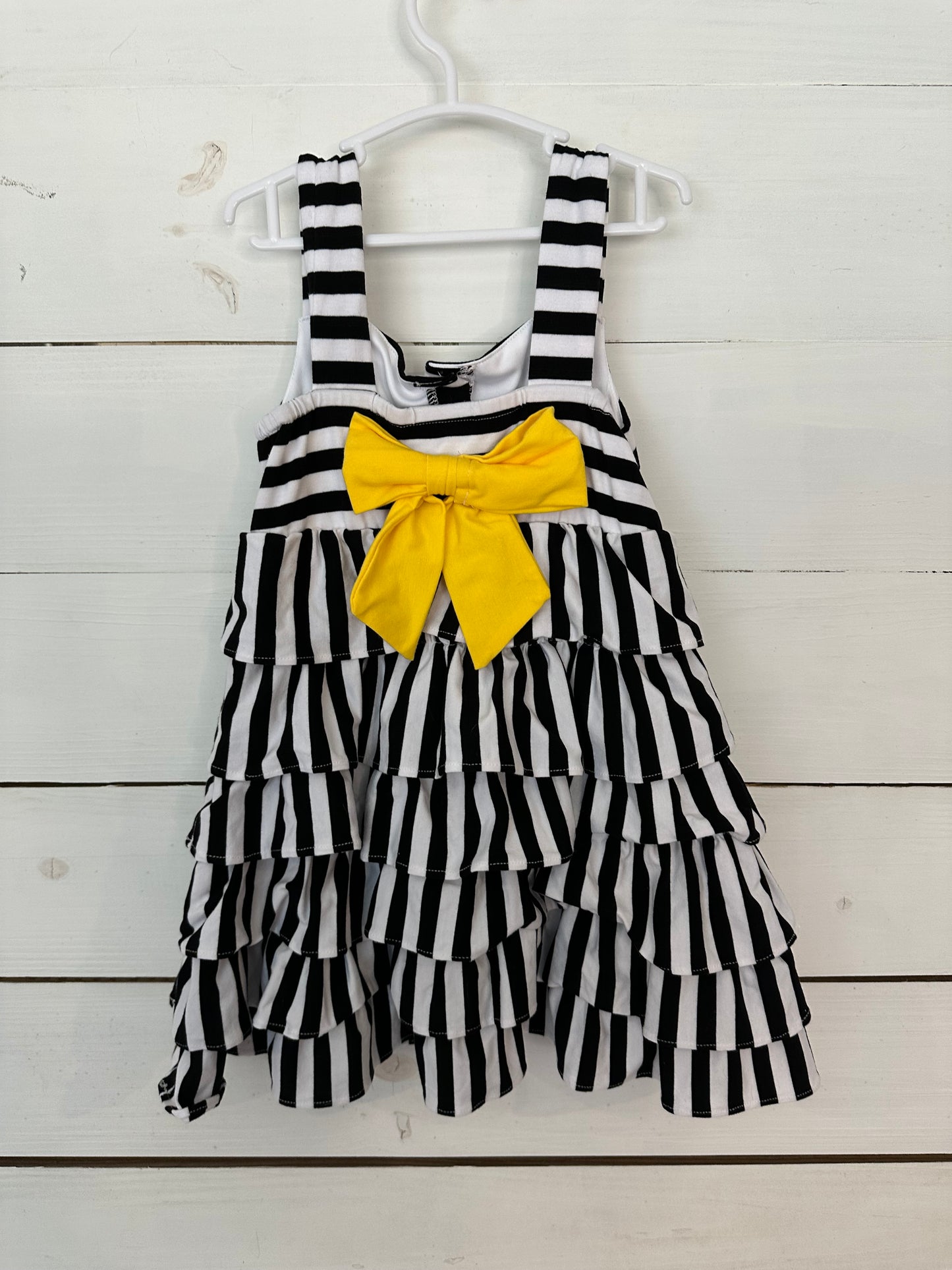 4T - Rare Editions -UCF Game Day Dress! Black and White Tiered Dress with Yellow Buttons