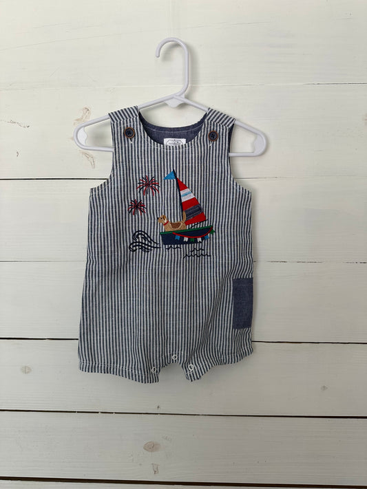 6/9M - Mud Pie Patriot Dog and Sailboat Jon Jon