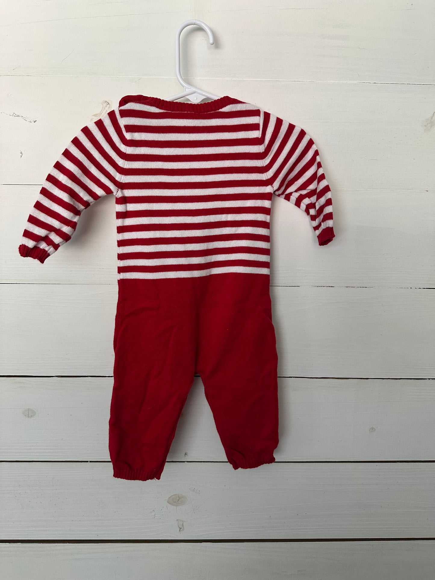 Starting Out Santa Knit Striped Rompers