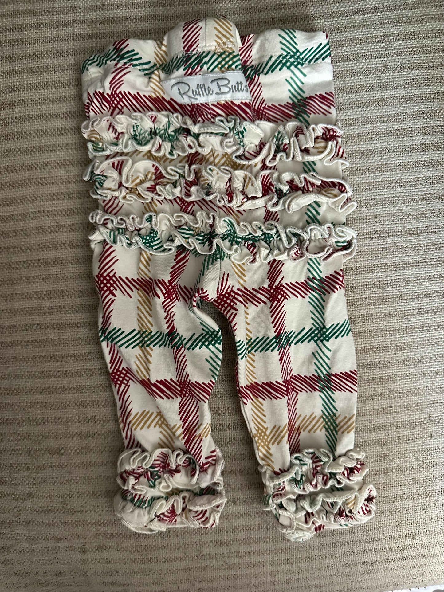 0-6M - Ruffle Butts Christmas Plaid Pants
