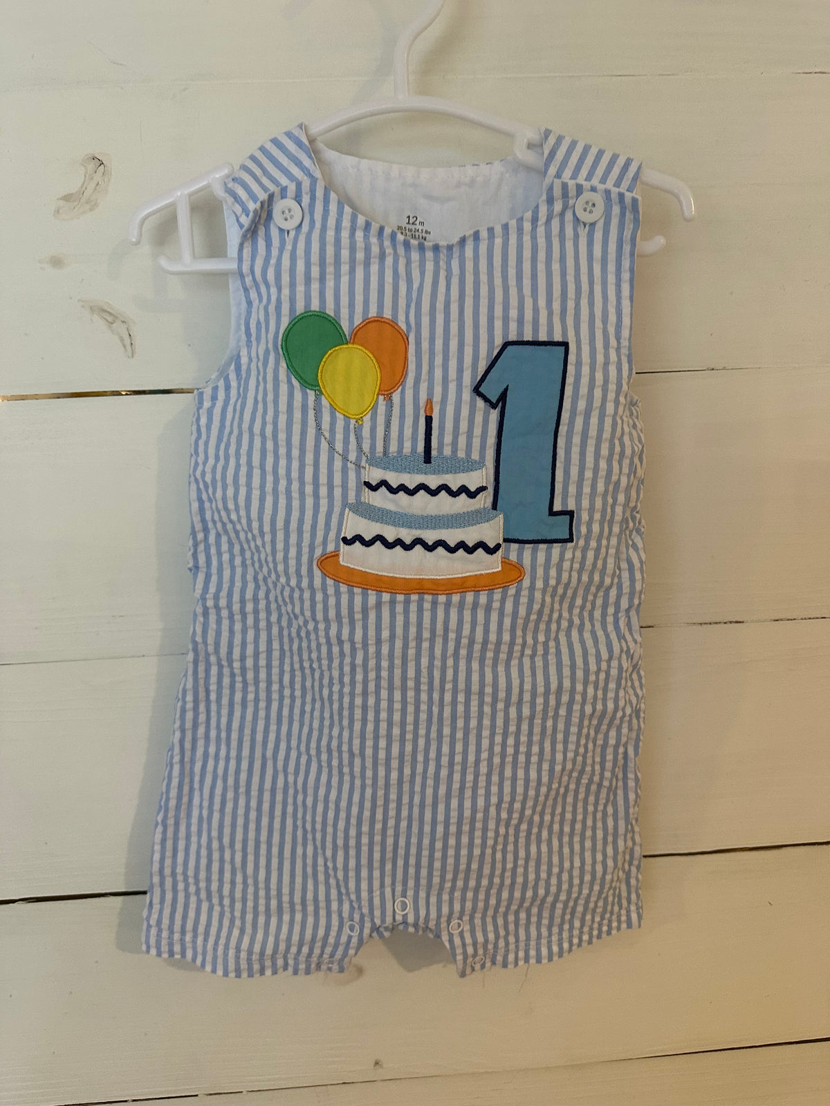 12M - Baby Starts Seer Sucker Birthday Jon Jon