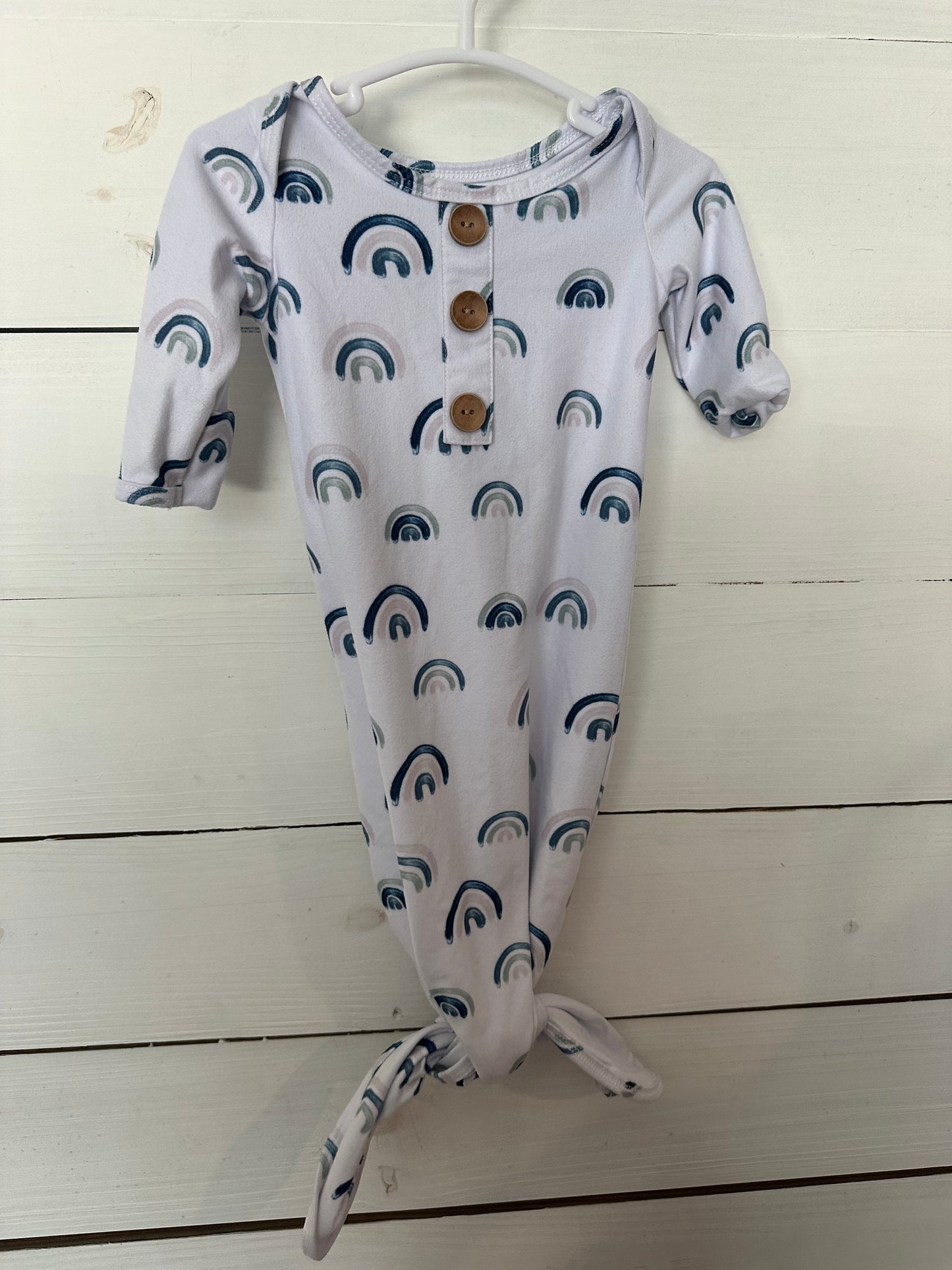 0-3M - Caden Lane Blue Rainbow Gown with Matching Hat