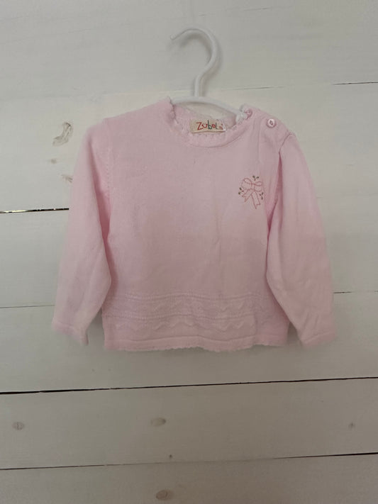 12M Zubel Pink Scallopped Sweater with Bow Embroidery New with tags