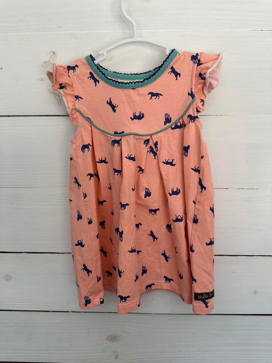 2T - Matilda Jane Coral and Navy Horse Dress