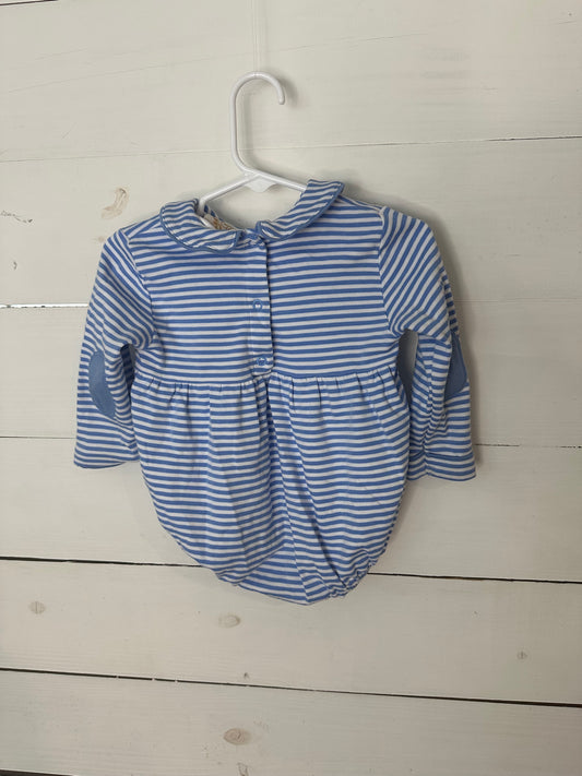12-18M - TBBC Blue Striped Collared Bubble