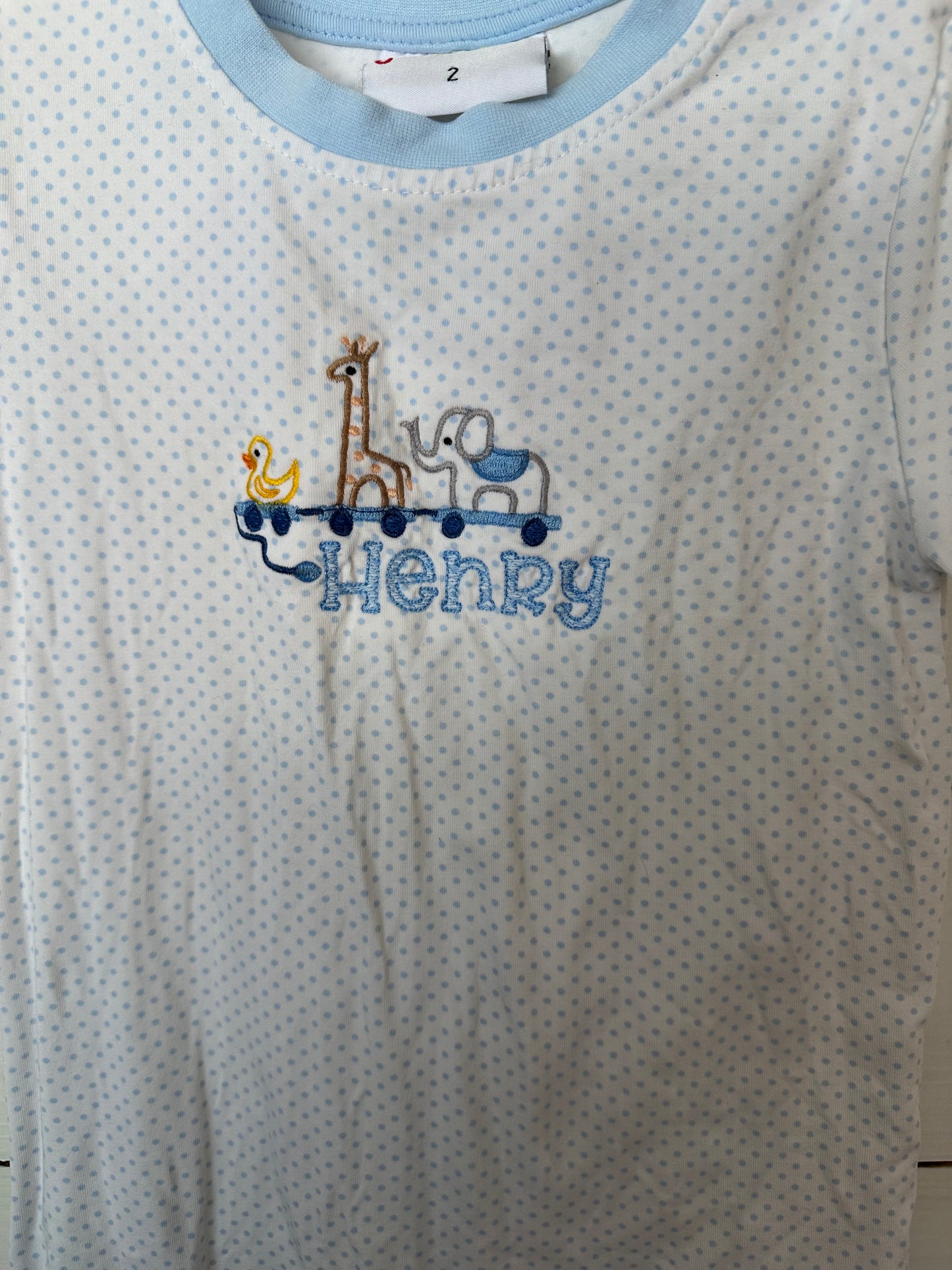 2T - Jelly Bean Henry Romper with Embroidered Toy Animals