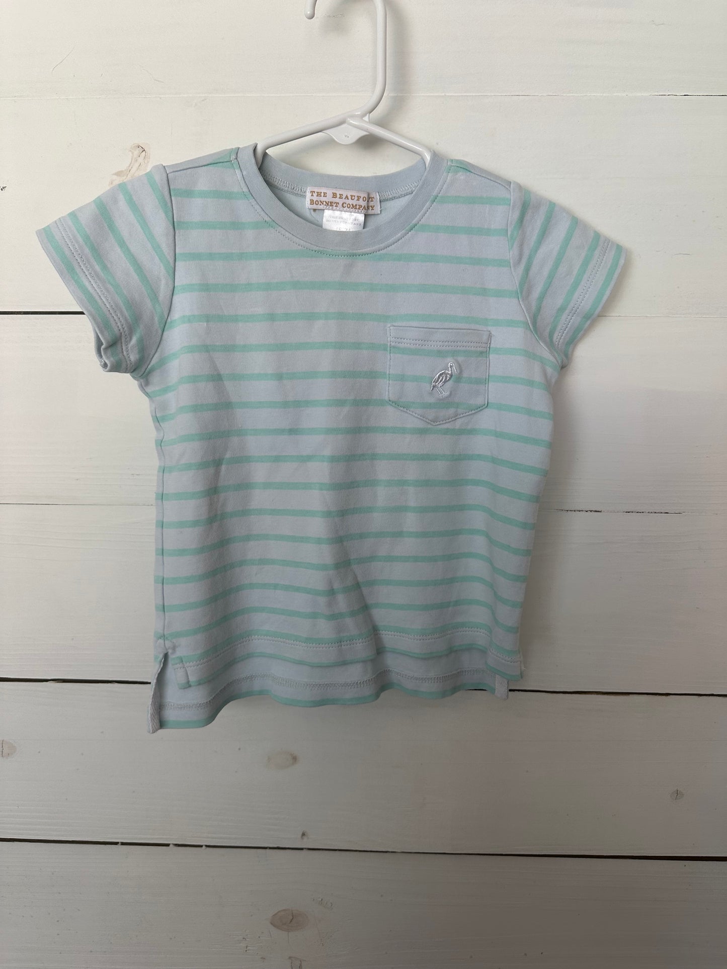 TBBC 18-24M Blue and Mint Striped Carter's Crewneck T-Shirt