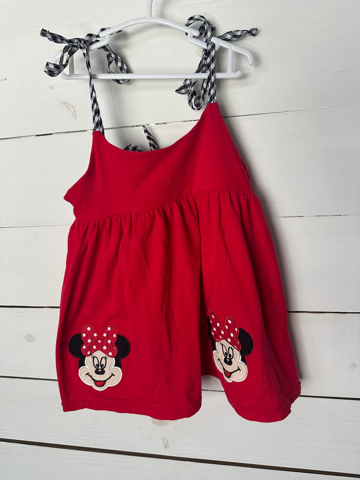 4T - Saving Grace Smocks Minni Mouse Red & Black Gingham 2 Piece Set