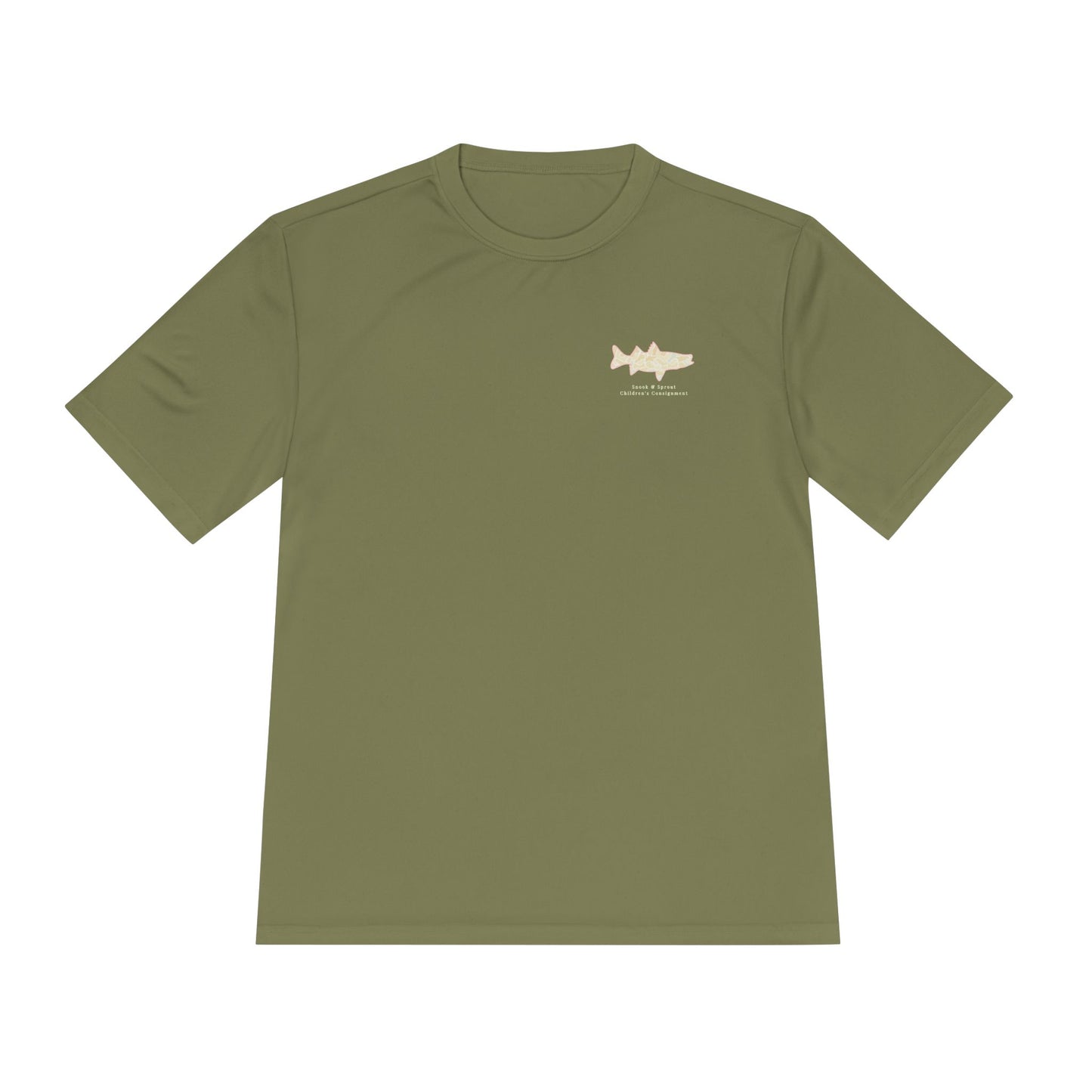 Men's Moisture Wicking Tee with Snook & Sprout Children's Consignment Logo - Coastal, Curated, Local