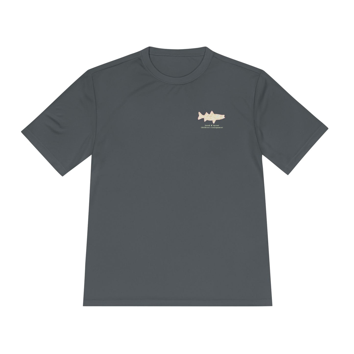 Men's Moisture Wicking Tee with Snook & Sprout Children's Consignment Logo - Coastal, Curated, Local