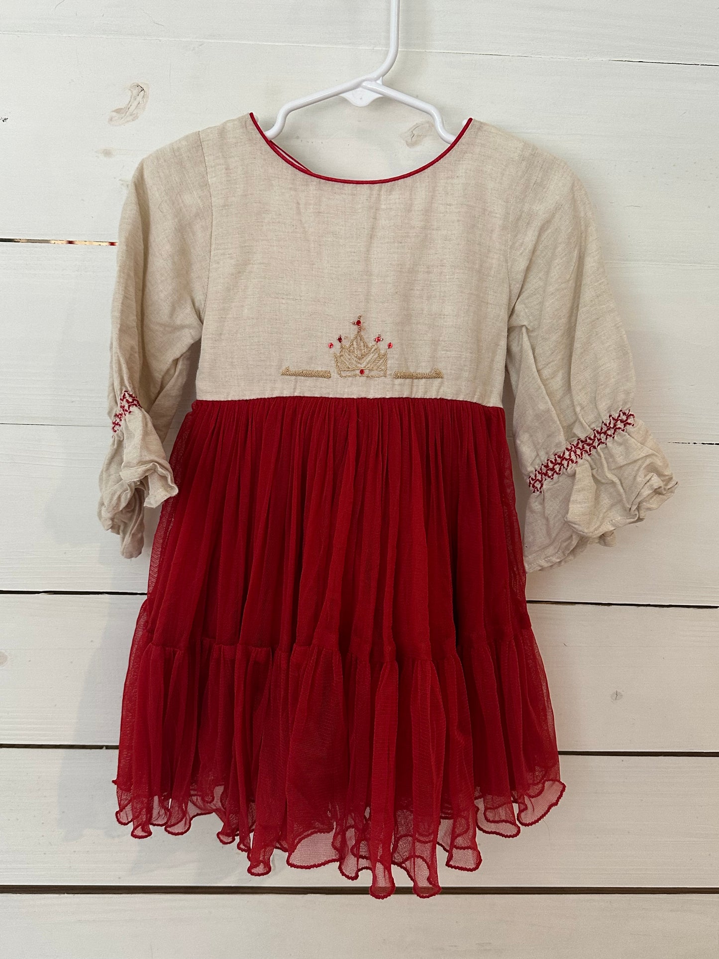 2T - Well Dressed Wolf - Red and Taupe Dress