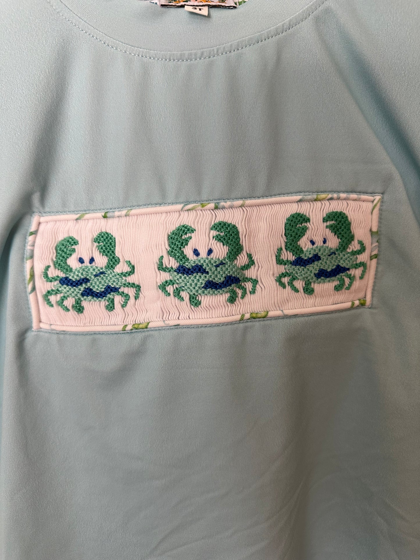2T - Saving Grace Smocked Blue Crab 2 Piece Set