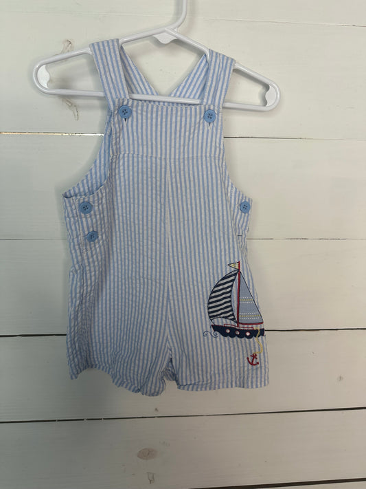 9M - Sail Boat Seersucker Jon Jon with matching hat