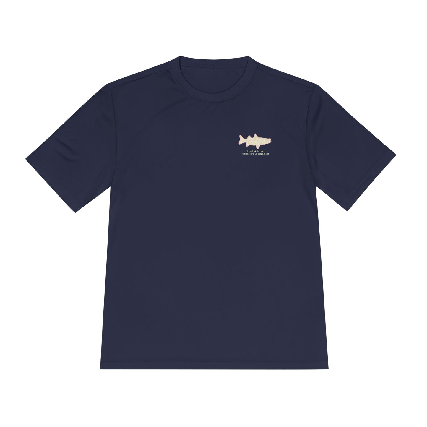 Men's Moisture Wicking Tee with Snook & Sprout Children's Consignment Logo - Coastal, Curated, Local