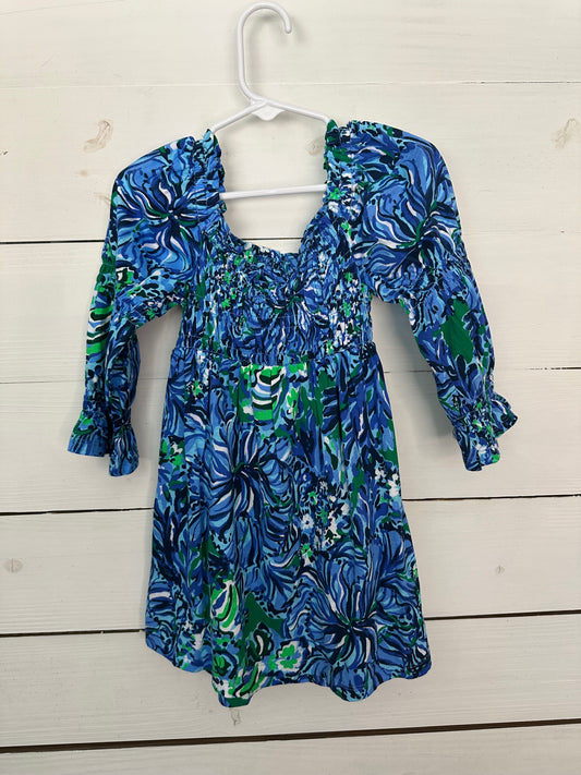XS Lilly Cotton Dress Navy & Green Long Sleeve