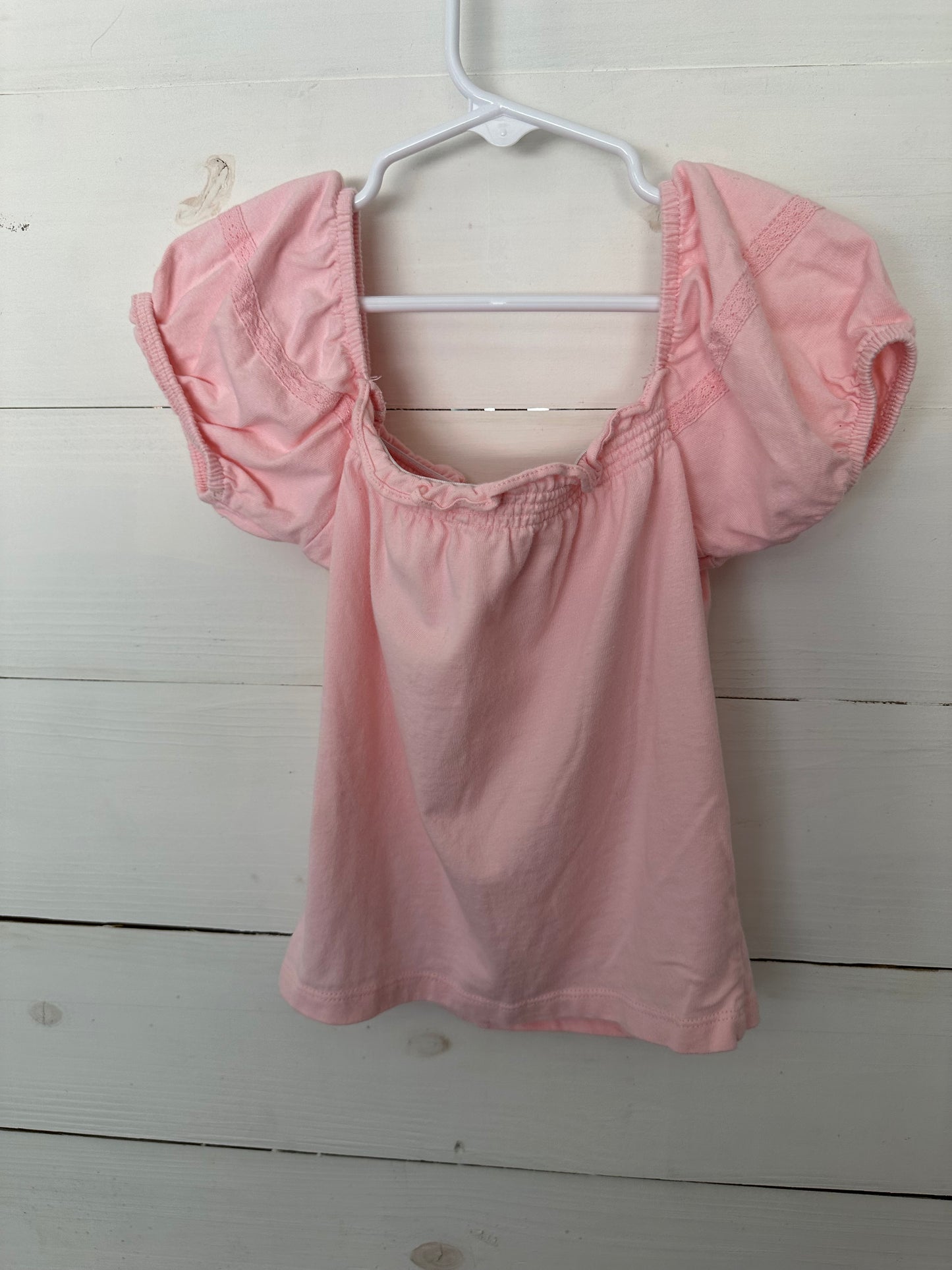 Janie and Jack Pink Square Neck Poof Sleeve T-shirt