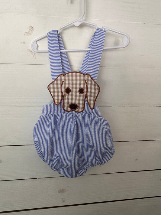 Seer Sucker and Puppy Dog Sun suit