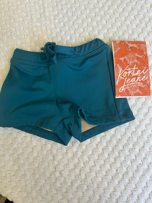 6M - NWT Kortni Jeane  Teal  Swim Trunks - Euro Short Style