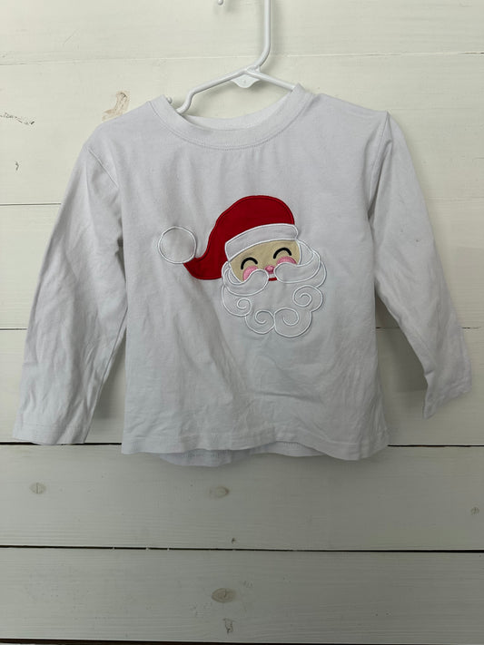 Long-sleeve white shirt with appliqued Santa