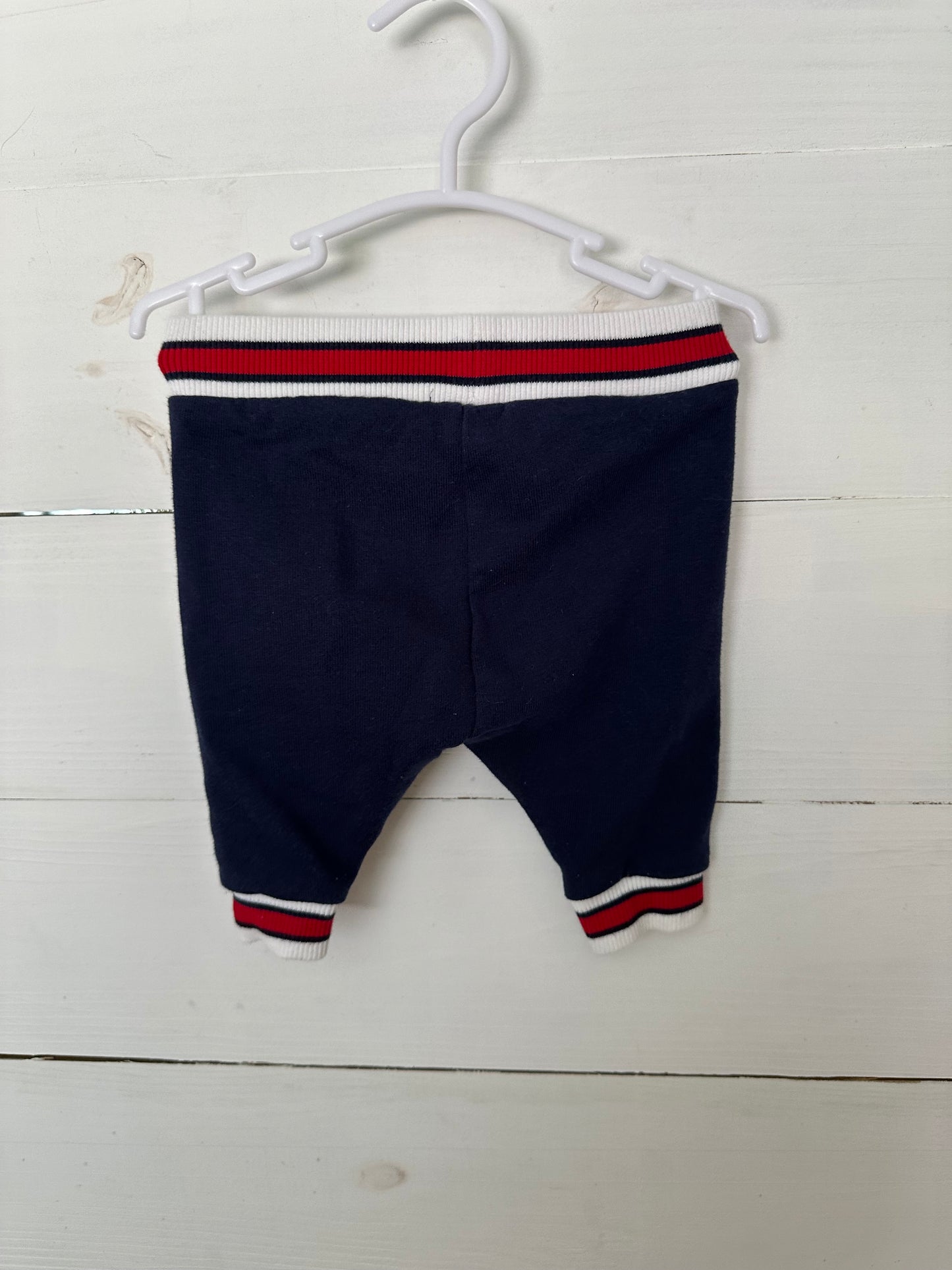 0/3M - Janie and Jack Navy Blue Pants with Red & White Detail