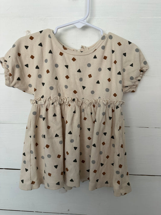 Quincy Mae Neutral Dress with Shapes with matching bloomers