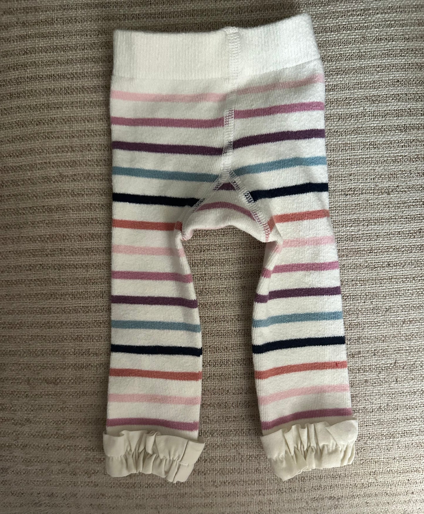 0-6M - Ruffle Butts Striped Leggings/Tights with Ruffles around ankle