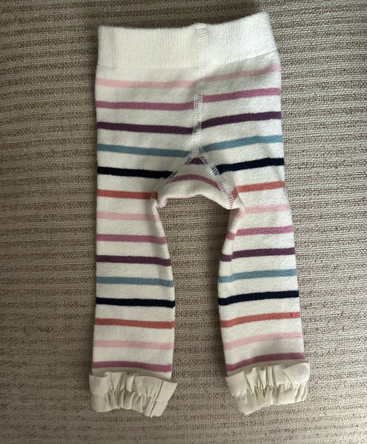 0-6M - Ruffle Butts Striped Leggings/Tights with Ruffles around ankle
