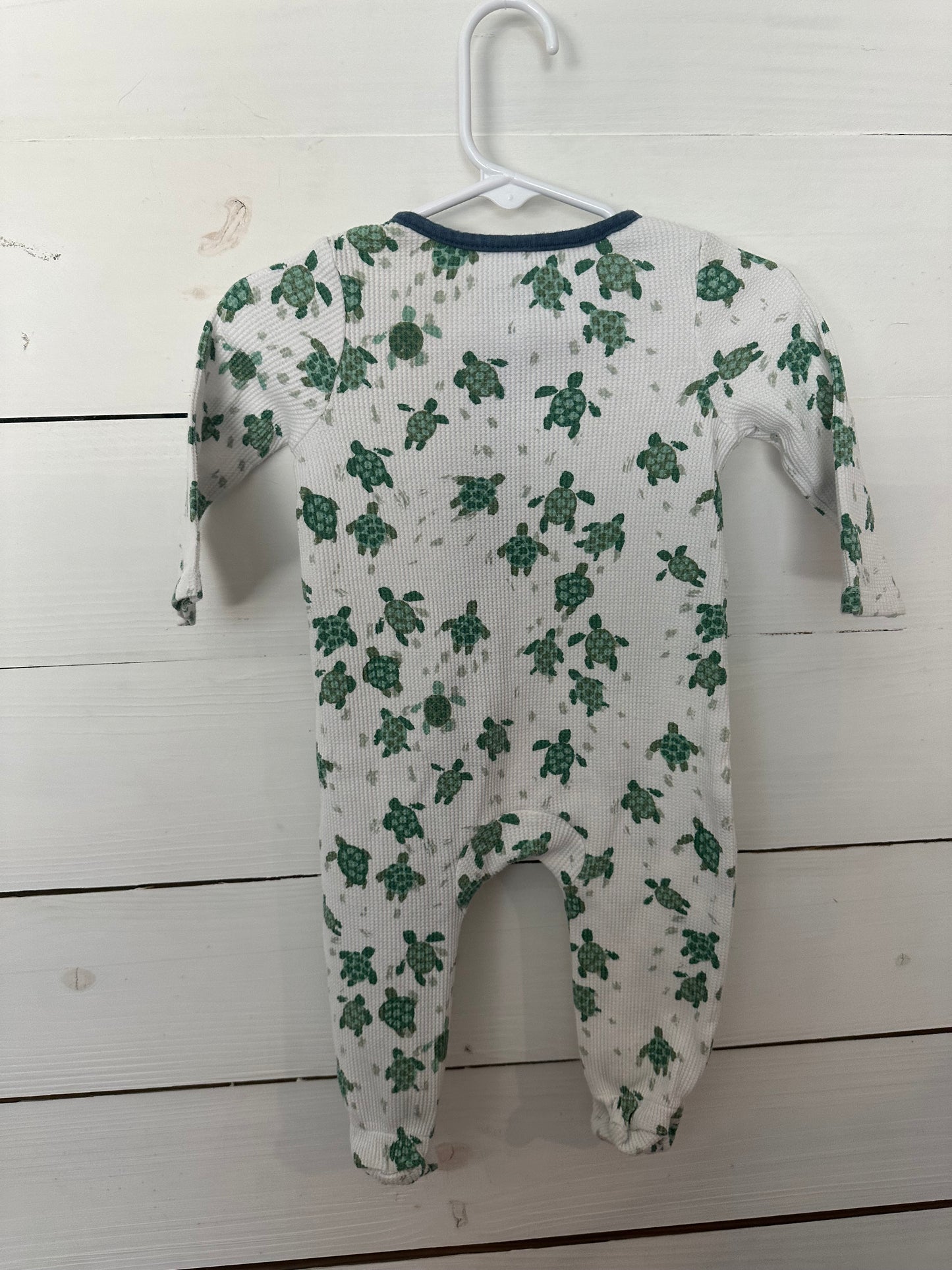 3-6M - Mud Pie Waffle Turtle Jammies - White