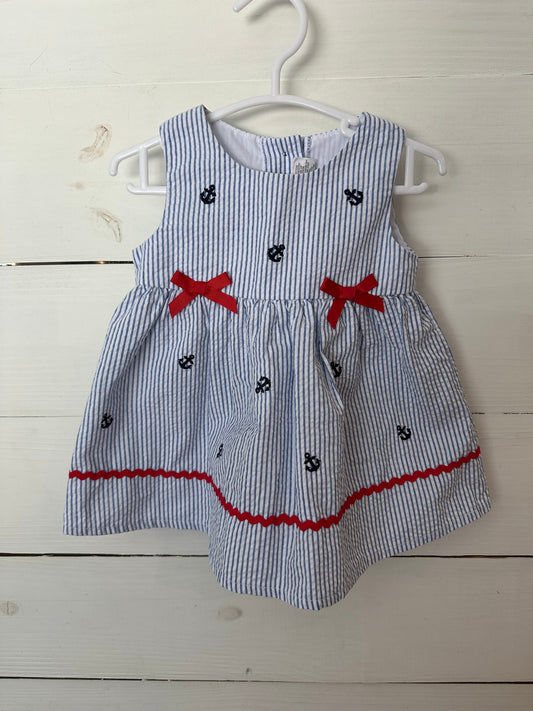 6M - Starting Out Patriotic Dress with Anchors and Red Bows