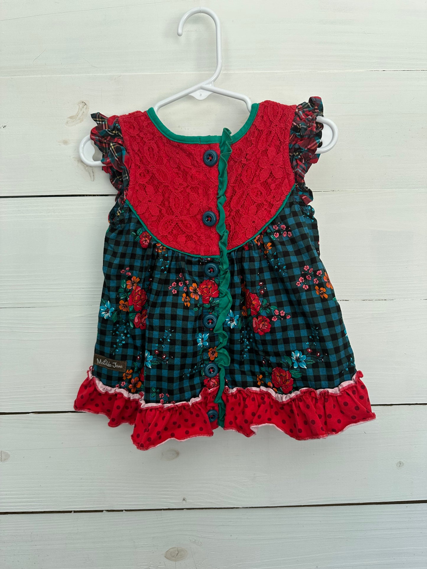 2T - Matilda Jane Green, Red, and Plaid Dress