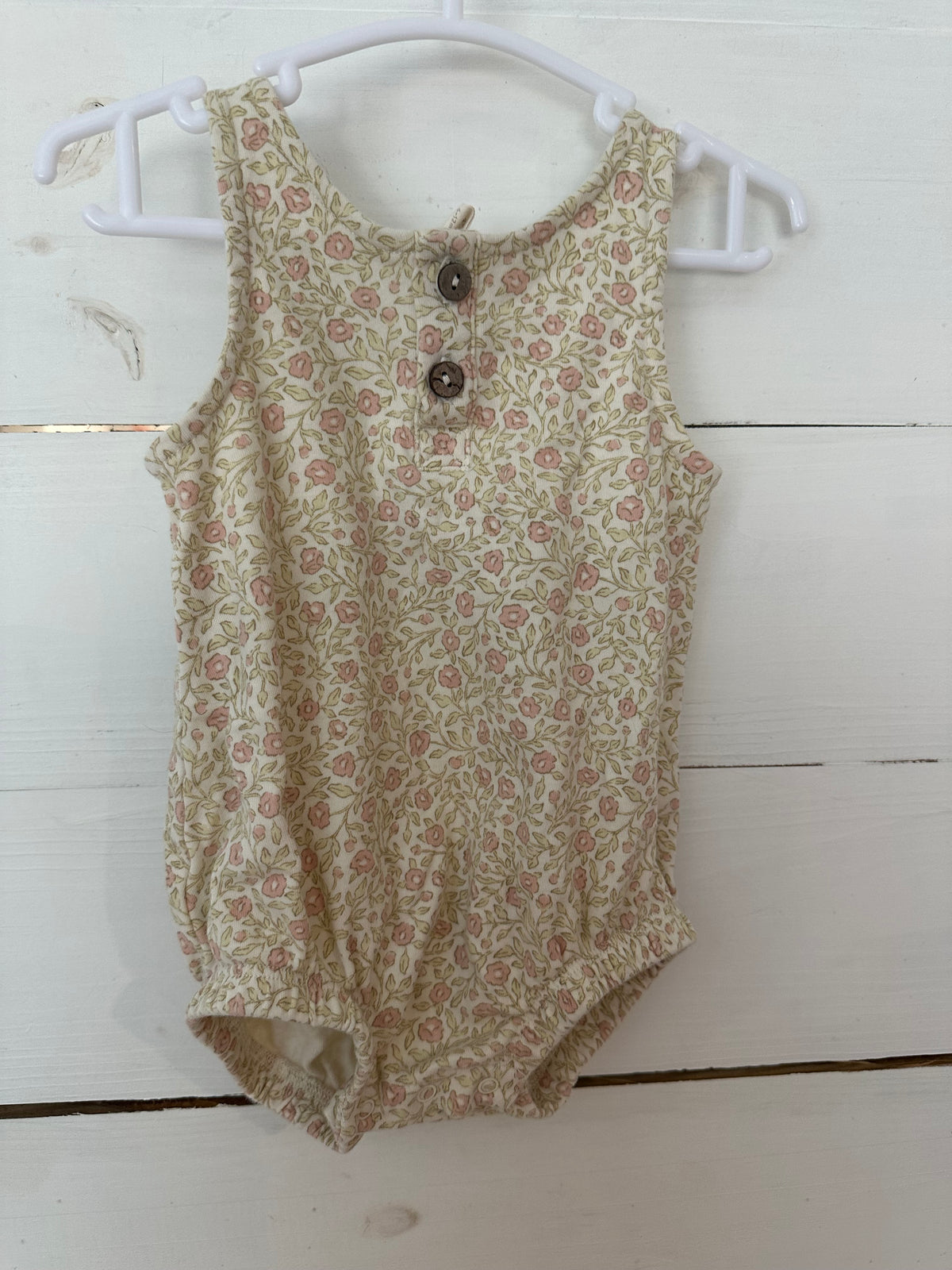 6-12M - Quincy Mae Floral Bubble - Sage & Pink