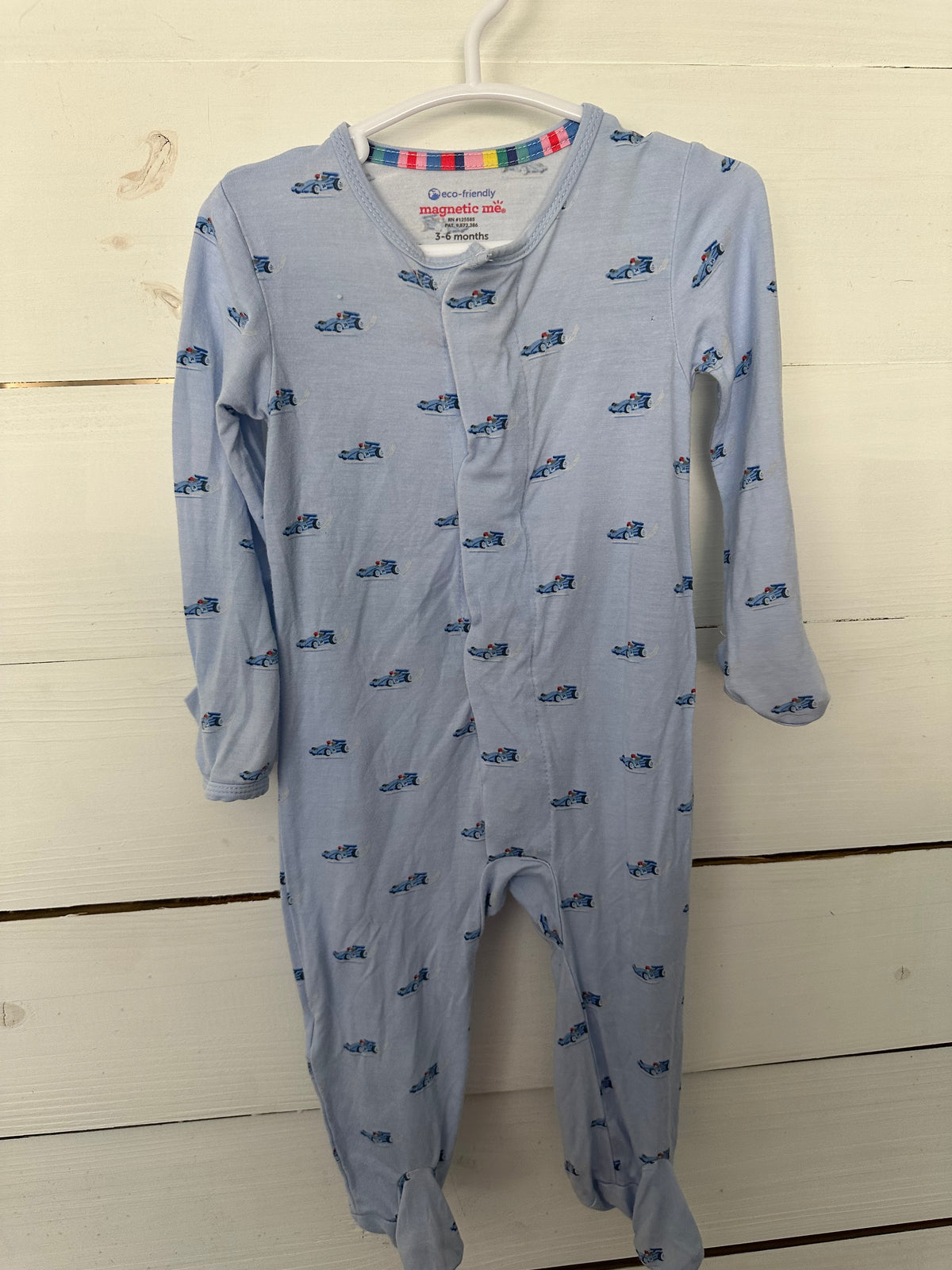 3-6M - Magnetic Me Blue Car Pajamas