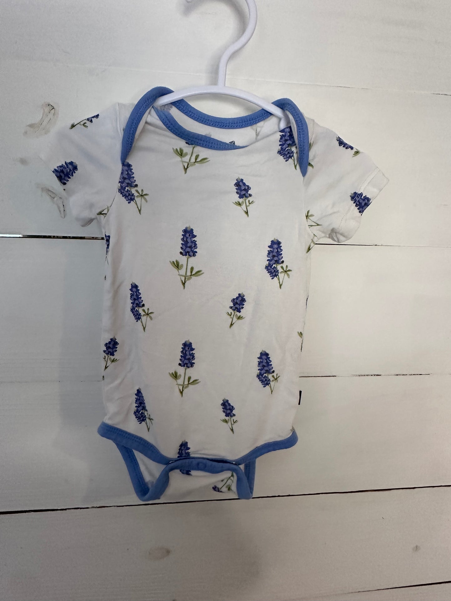 0-3M -Kyte Blue Bonnet Short Sleeve Onesie
