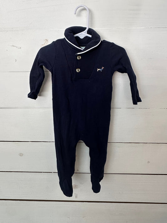 Edgehill Collection Navy Romper with Embroidered Dog