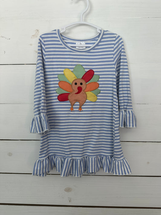 5T (XS) Blue Striped Turkey Dress