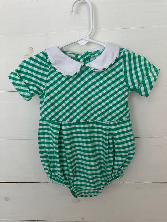 Serendipity by Shrimp & Grits Kids: Green gingham bubble with peter pan collar