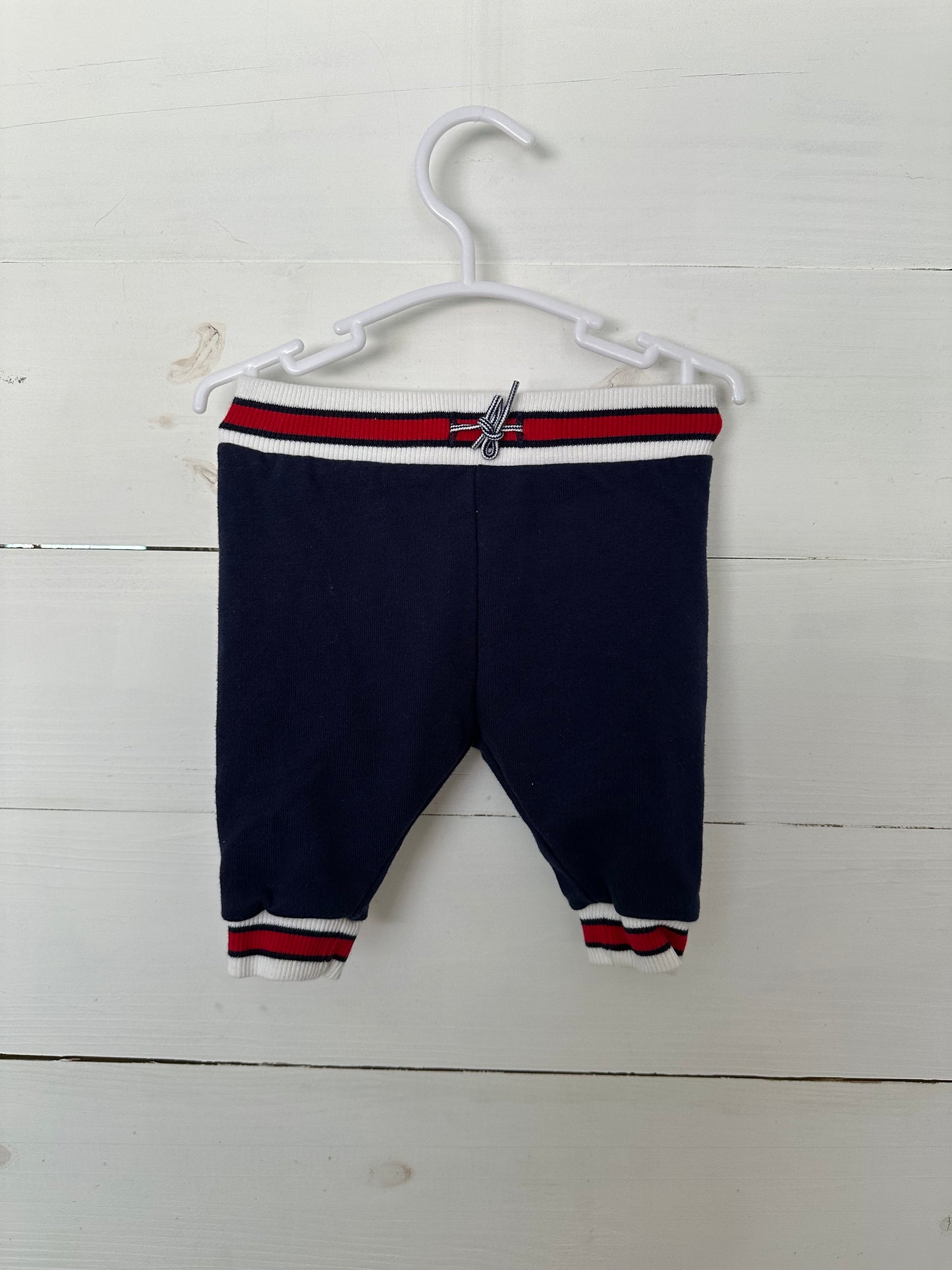 0/3M - Janie and Jack Navy Blue Pants with Red & White Detail