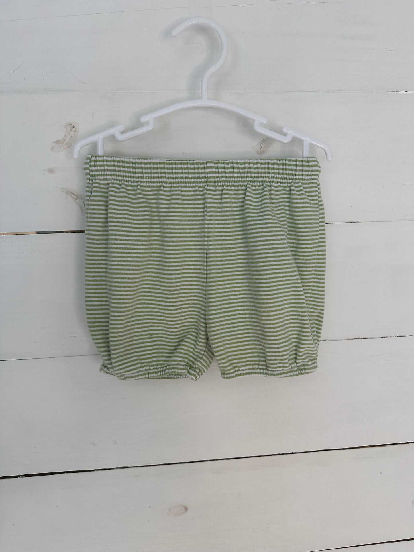 2T - PB&J Green Striped Shorts with Elastic Around Leg