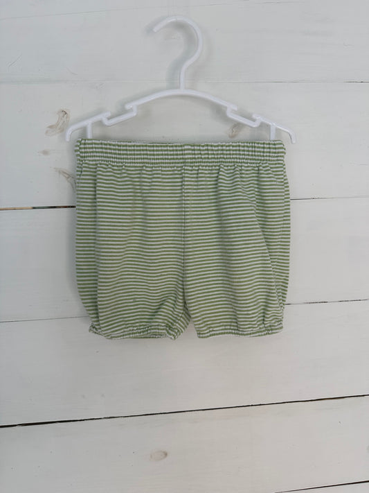 2T - PB&J Green Striped Shorts with Elastic Around Leg