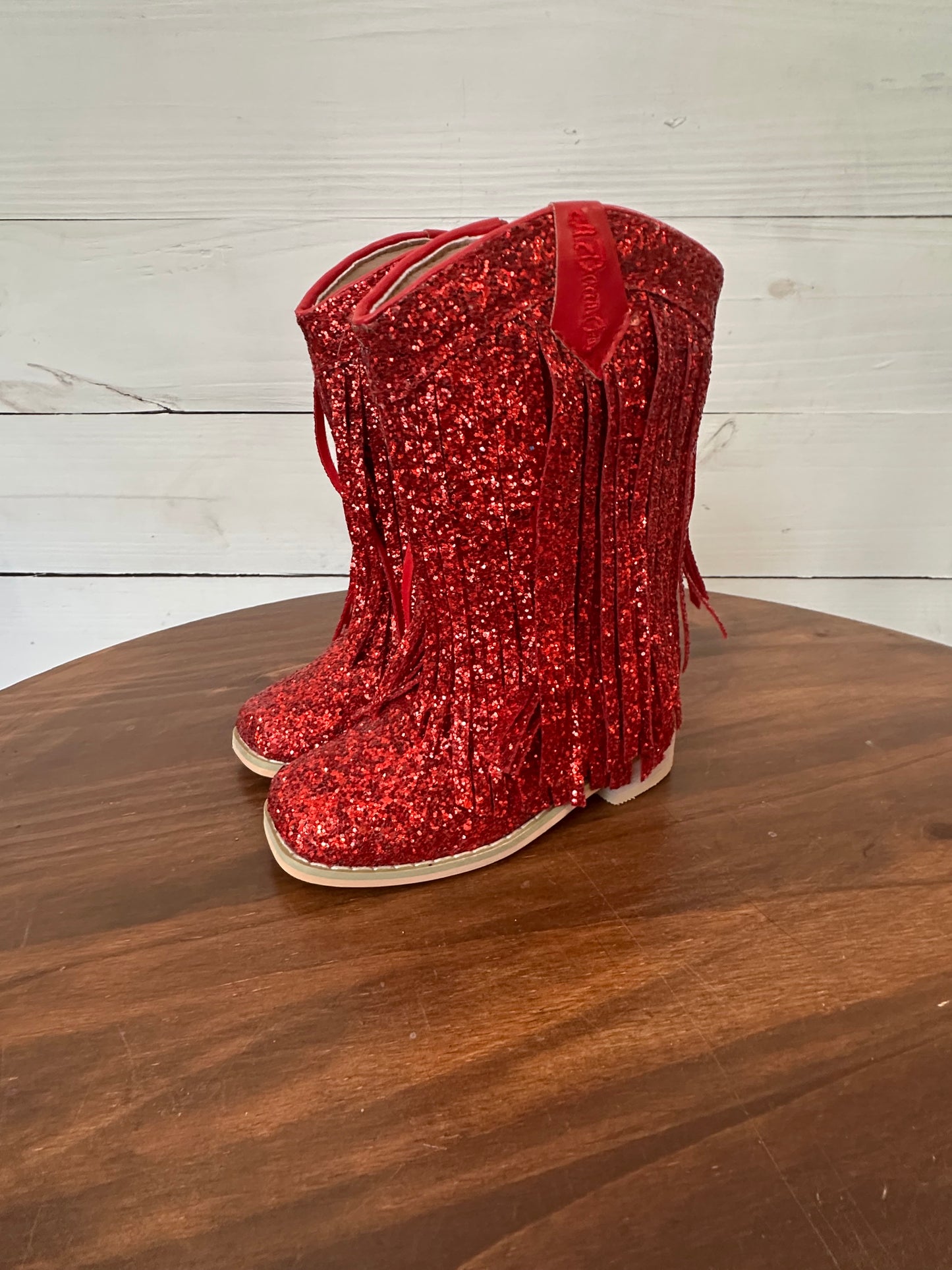 8 - A Bean Co Red Sparkle Cowgirl Boots