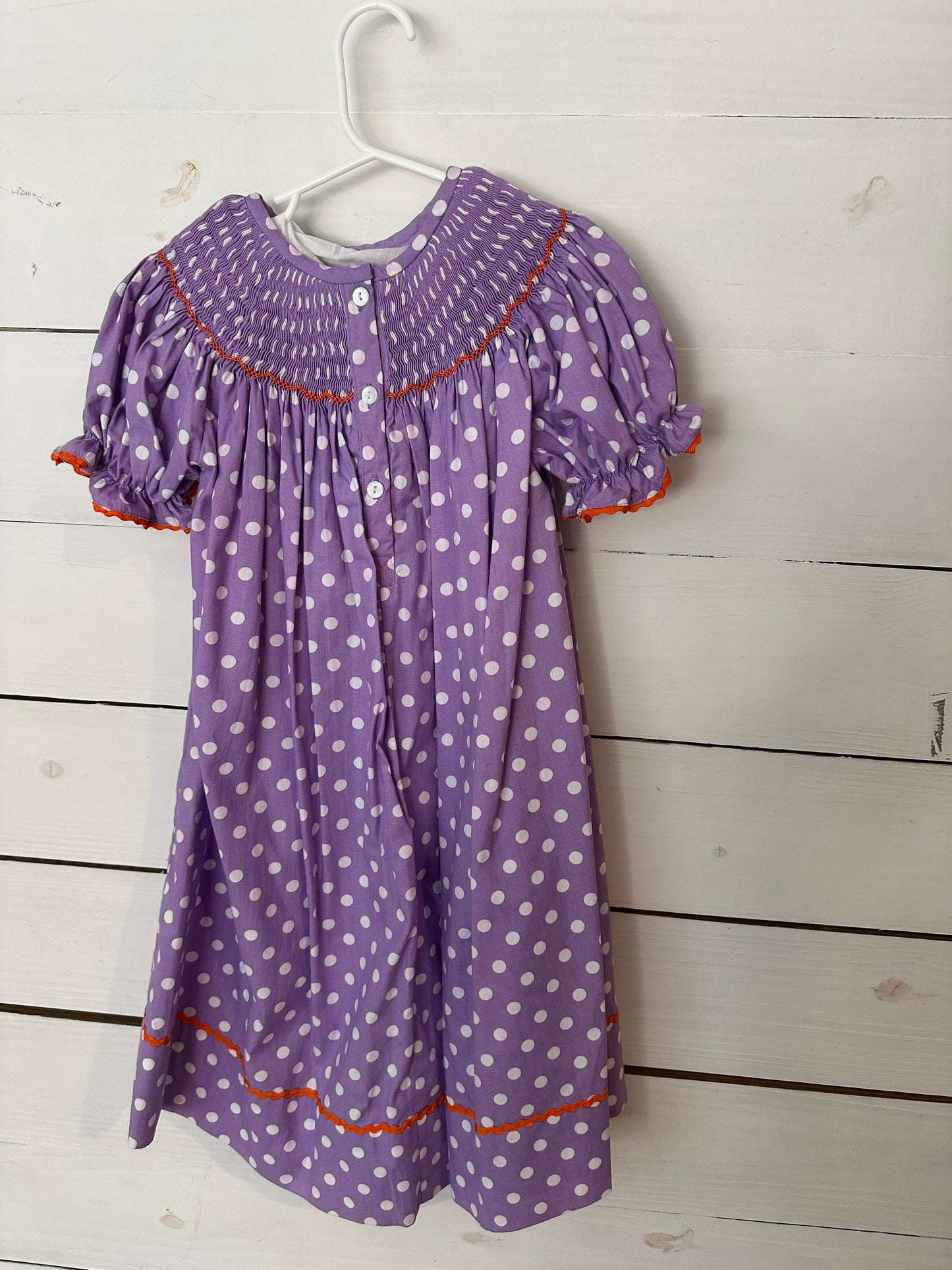 4T- Purple Smocked Pumpkin Bishop Dress - Cecil & Lou