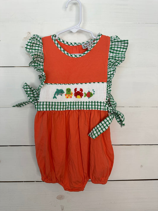 4T - Saving Grace Smocked - Ocean Animals Smocked Bubble